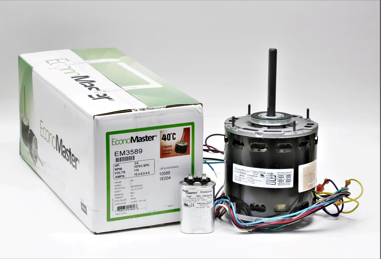 HVAC Blower Fan Motor 3/4 HP 1075 RPM 115 Volts for Fasco D728 with Capacitor