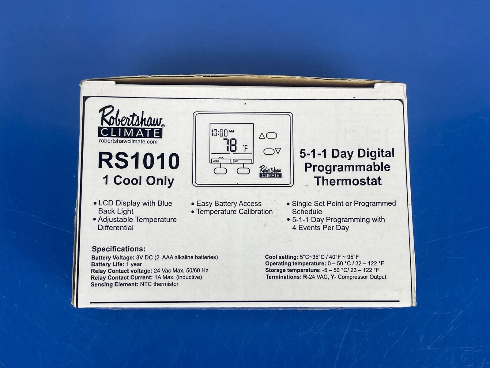 Robertshaw RS1010 24V/Millivolt 1 Cool 5-1-1 ￼ Day Digital Programmable Thermo￼