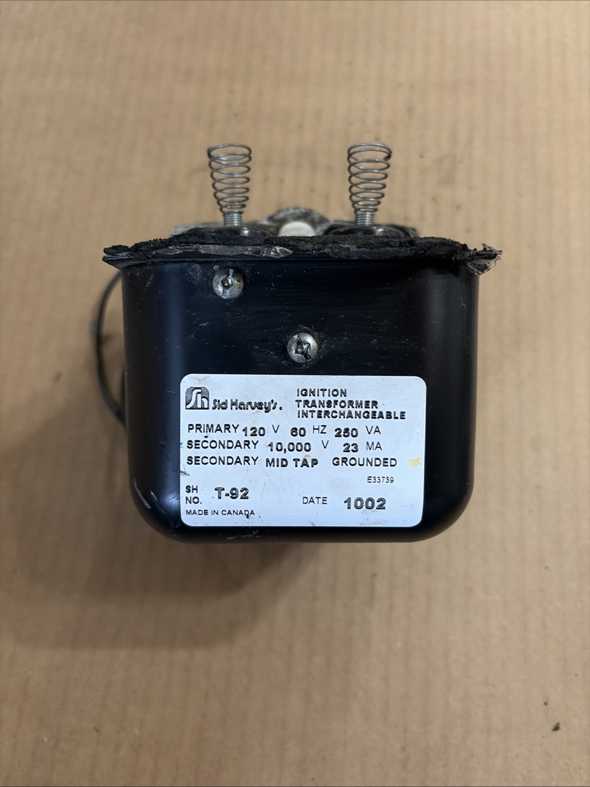 Sid Harvey T-92 Ignition Transformer