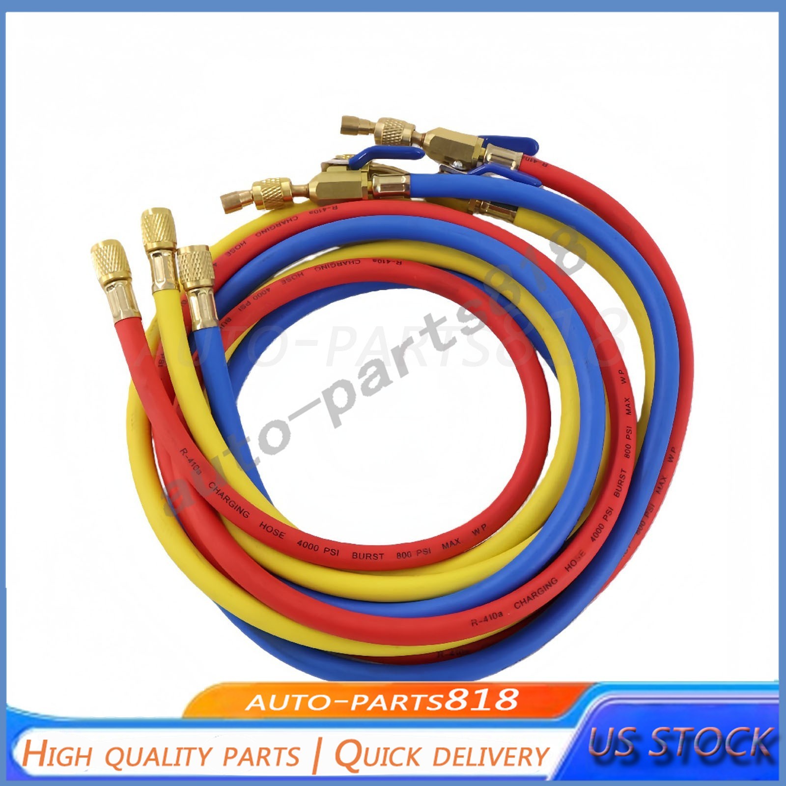 For R-410A Refrige 3Pack 29986 Plus II 1/4″ Hose with Compact Ball Valve 72″ US