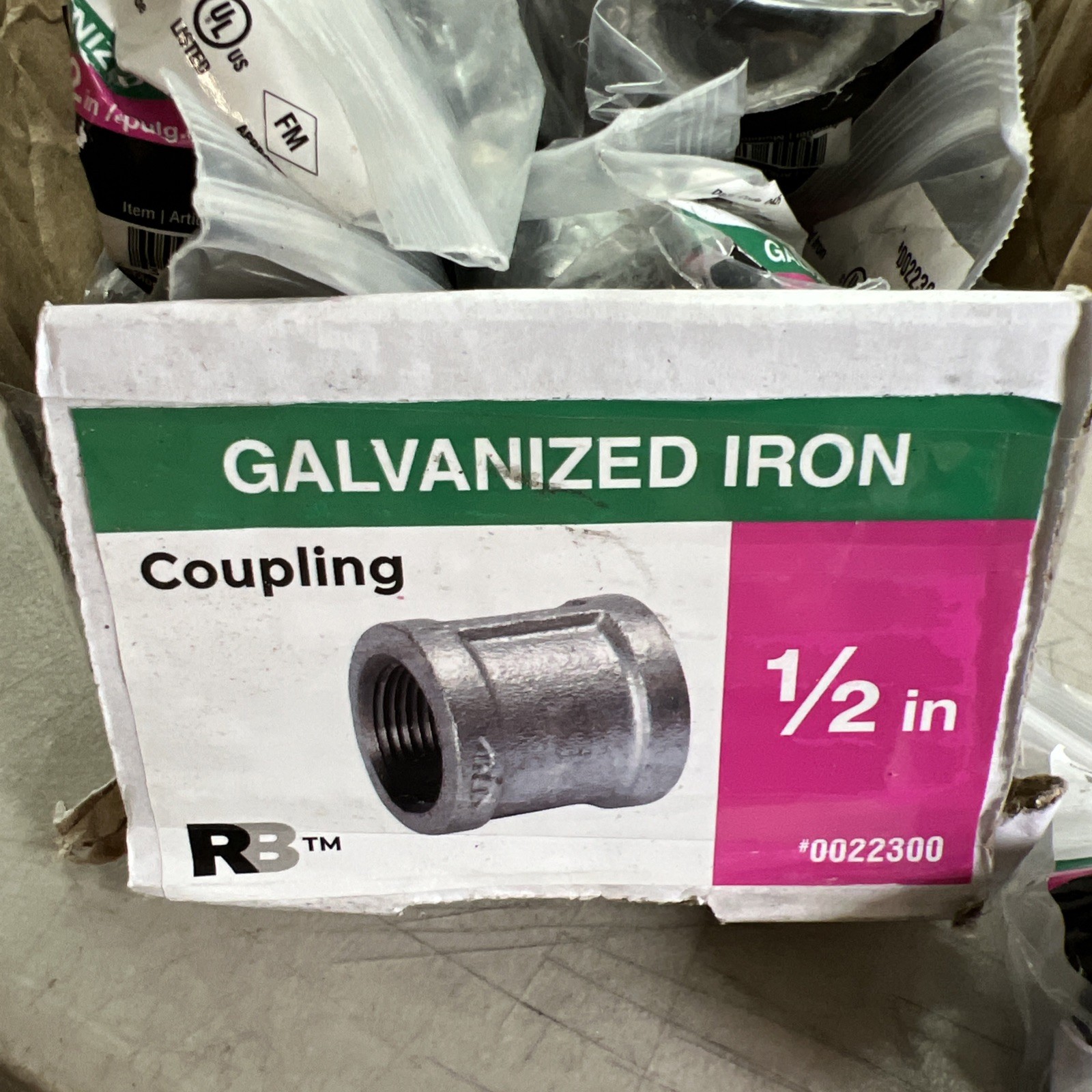 Full Case Of 50 RB Galvanized Iron 1/2″ FIP Coupling 22300