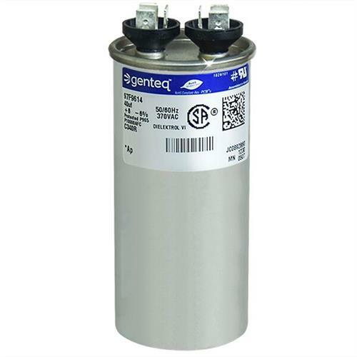 GE / Genteq 40 uf 370 VAC Round Run Capcom Capacitor C340R 97F9614
