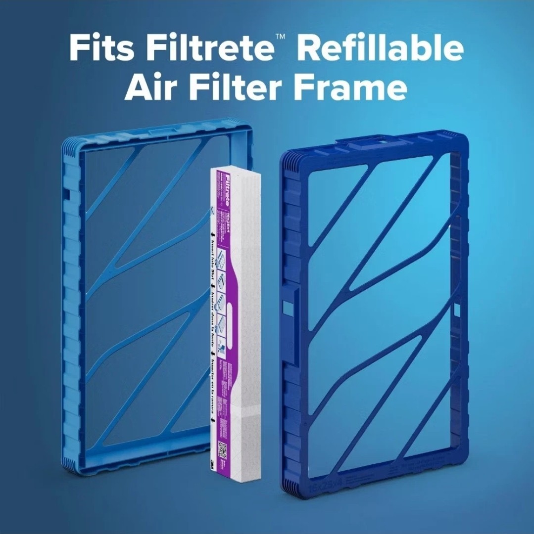 2 Pack of Filtrete 16x25x4 Refillable Air Filter replacement, MPR 1550, MERV
