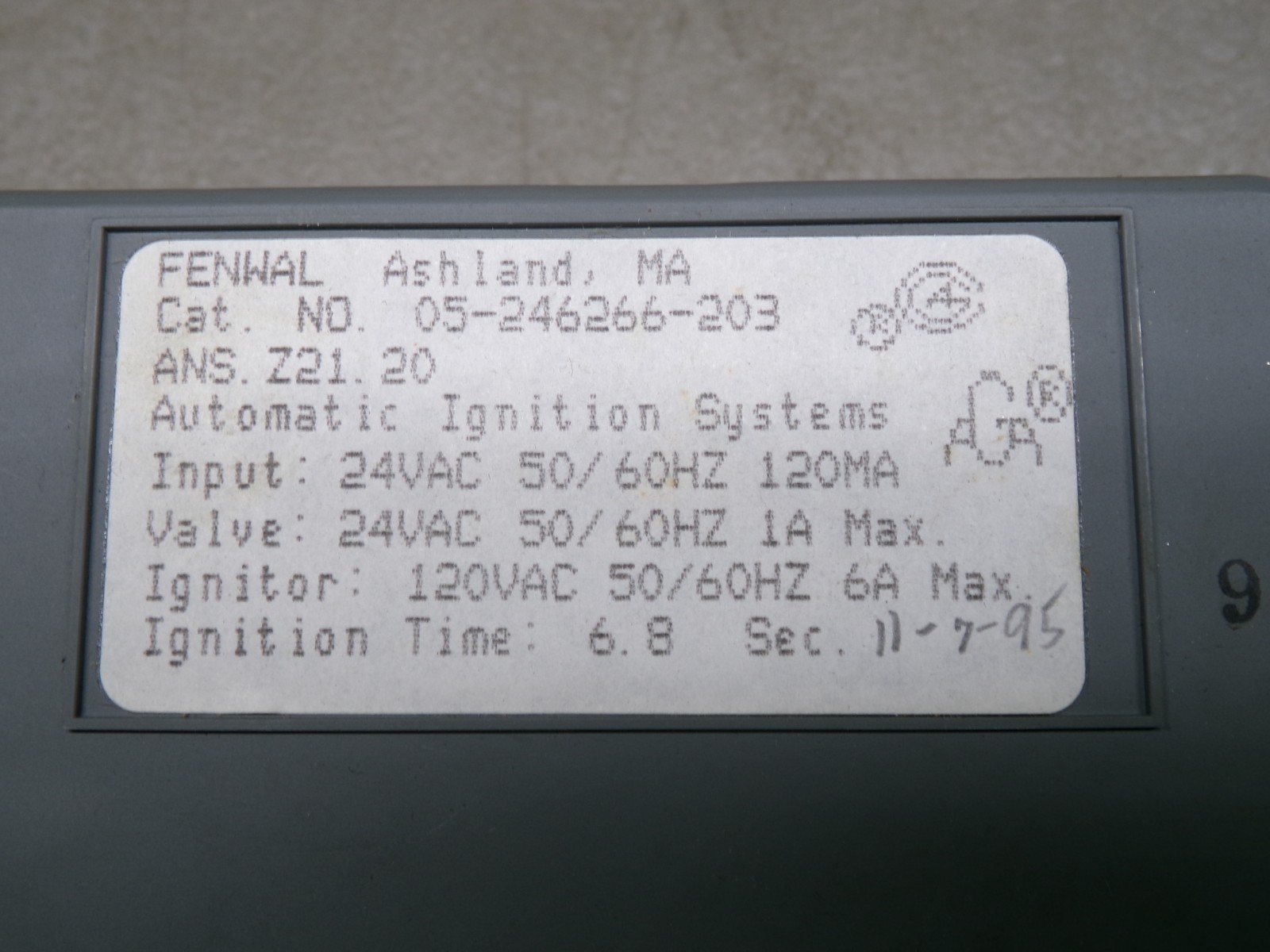 FENWAL 05-246266-203 IGNITION CONTROL BOARD NOS