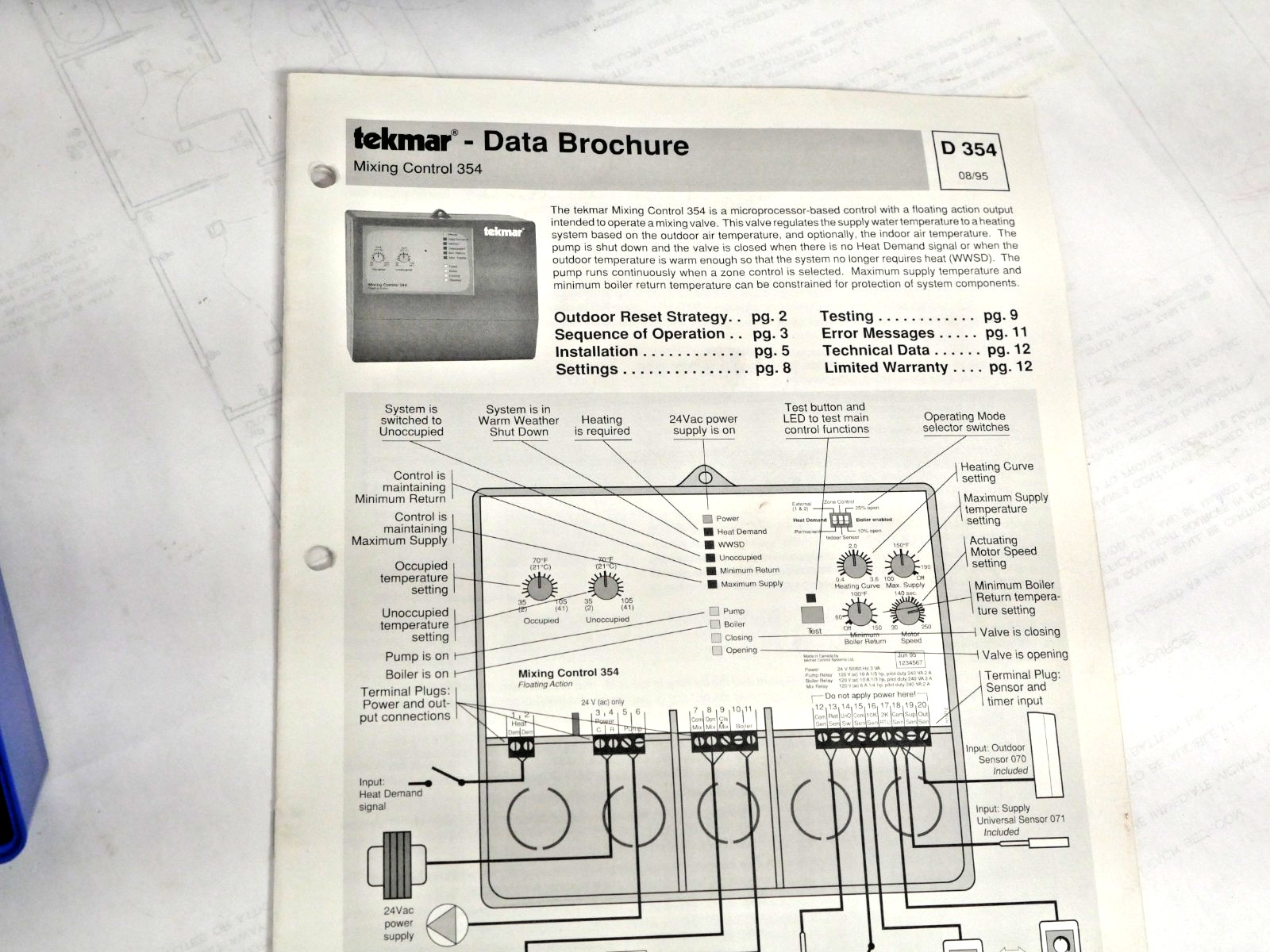 Tekmar 354 Outdoor Reset Mixing Control USED FOR PARTS