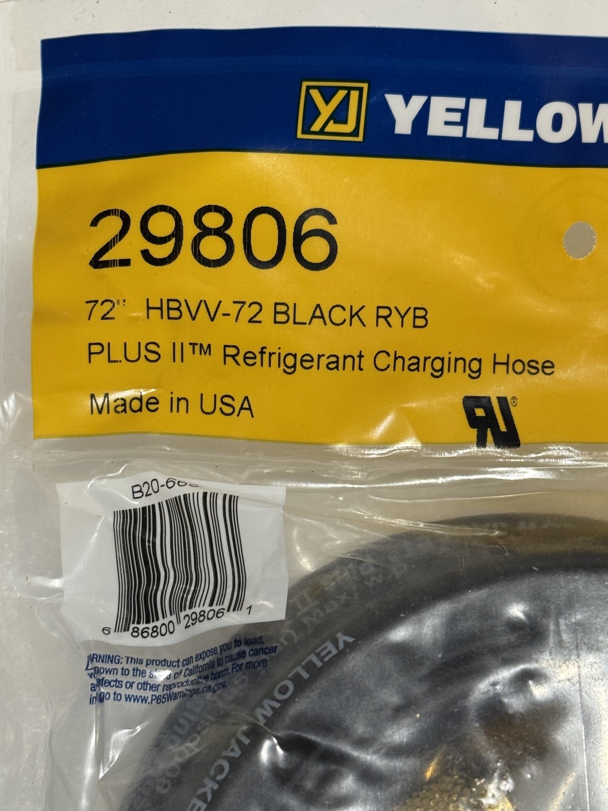 YELLOW JACKET 29806 Plus II 3 Pack 1/4” Charging Hoses Compact Valve End.