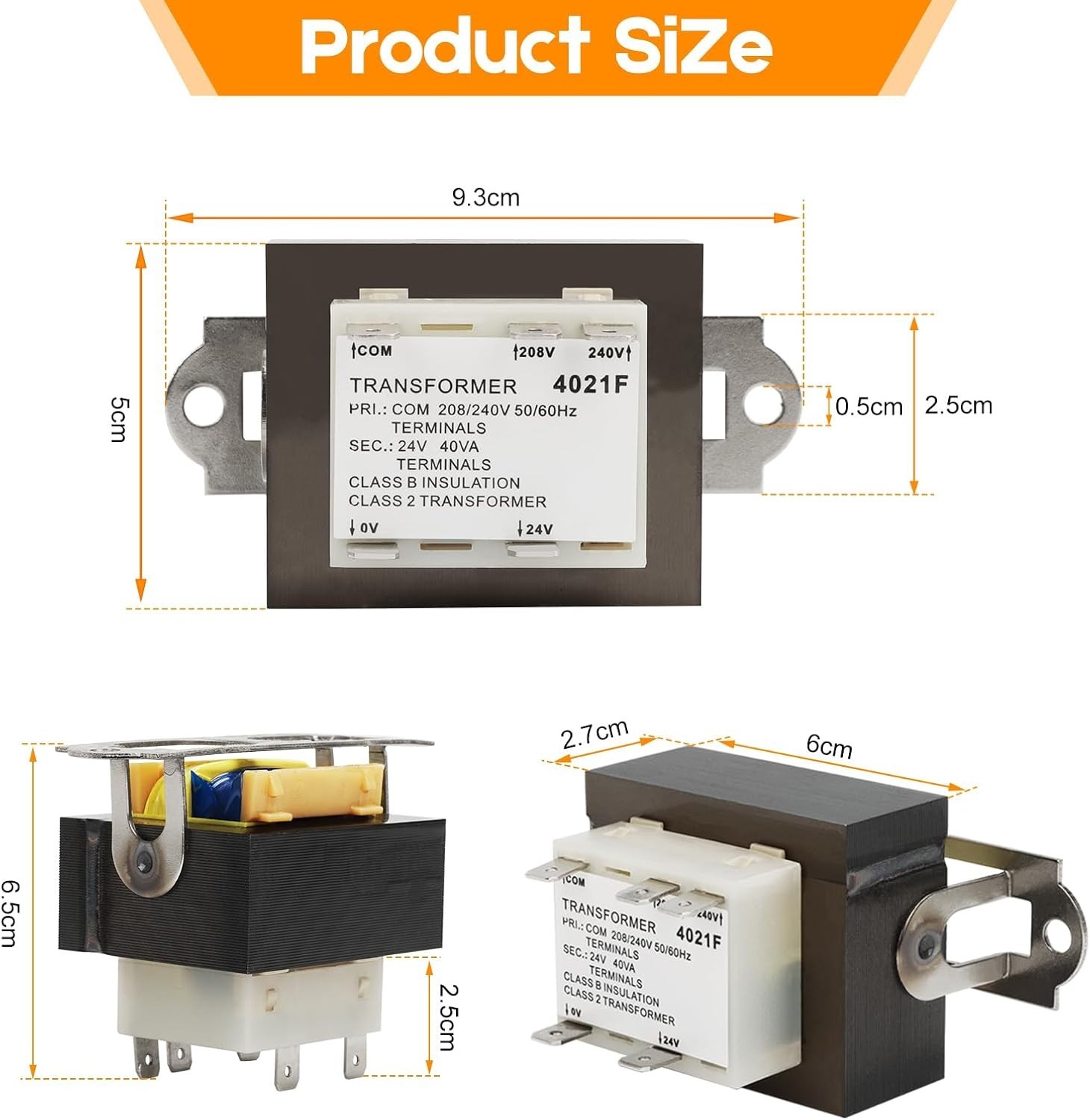 24V Furnace Transformer, 240V to 24V, 50/60Hz 40VA, for HVAC Equipment and Ga…