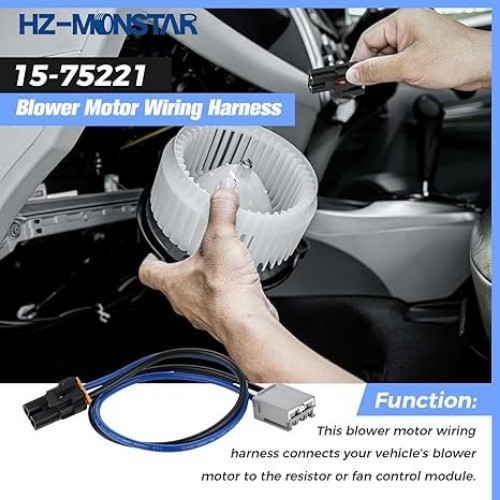 Blower Motor Wiring Harness, 14″ Blower Motor Resistor Connector Compatible with