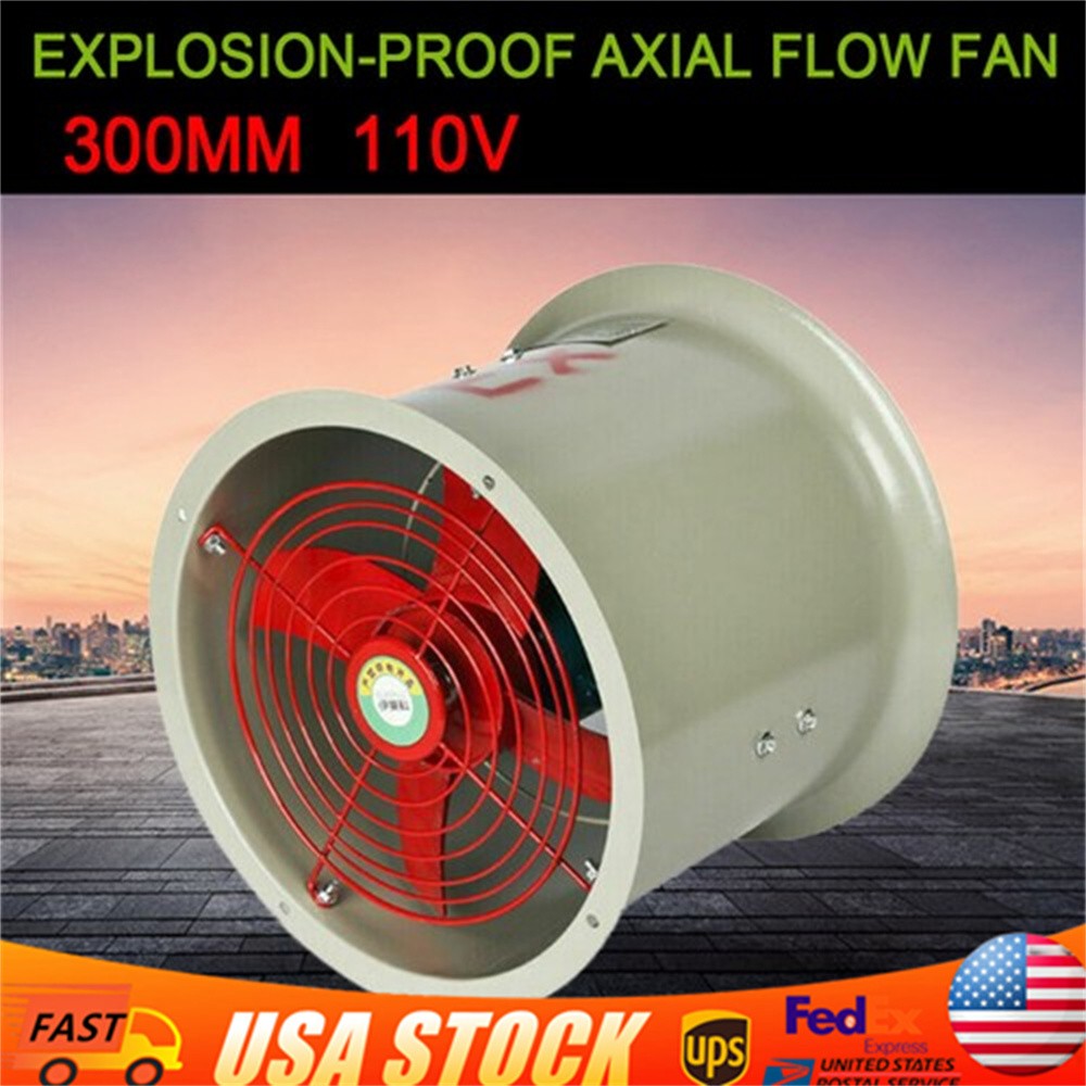110V 12″ Explosion-proof Axial Fan Pipe Spray Booth Paint Fumes Exhaust Fan