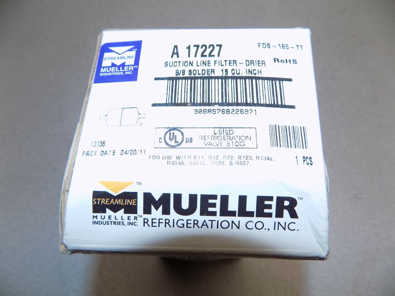 New Mueller Suction In Line Filter Drier A 17227 5/8 Solder CFC HCFC HFC R134 AC