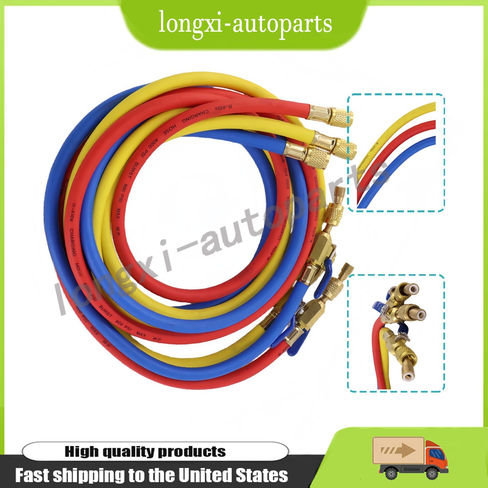 NEW For Yellow Jacket 29986 Plus II 72″ HVAC Charging Hose Set 1/4″ (3-Pack) USA