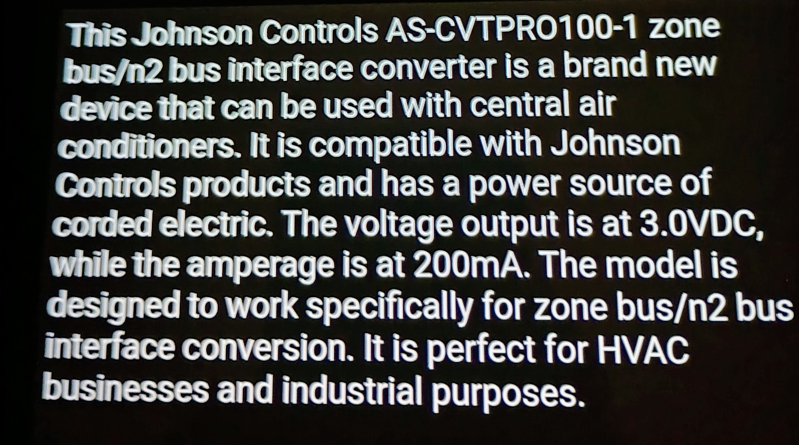 Johnson controls AS-CVTPRO300-1 Zone Bus/N3 Interface Kit w/ Case,