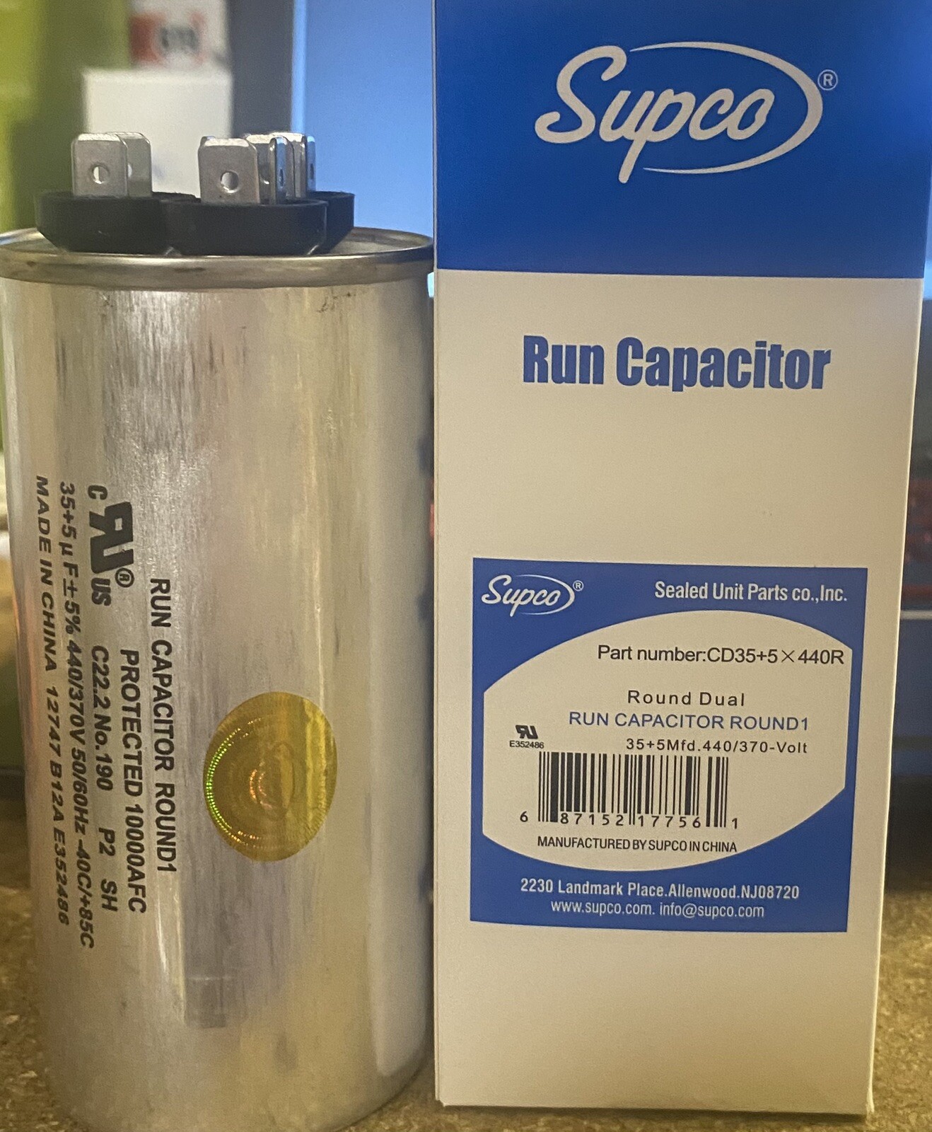 Supco Air Conditioning HVAC Round Dual Motor Run Capacitor 440 Volt NEW!!