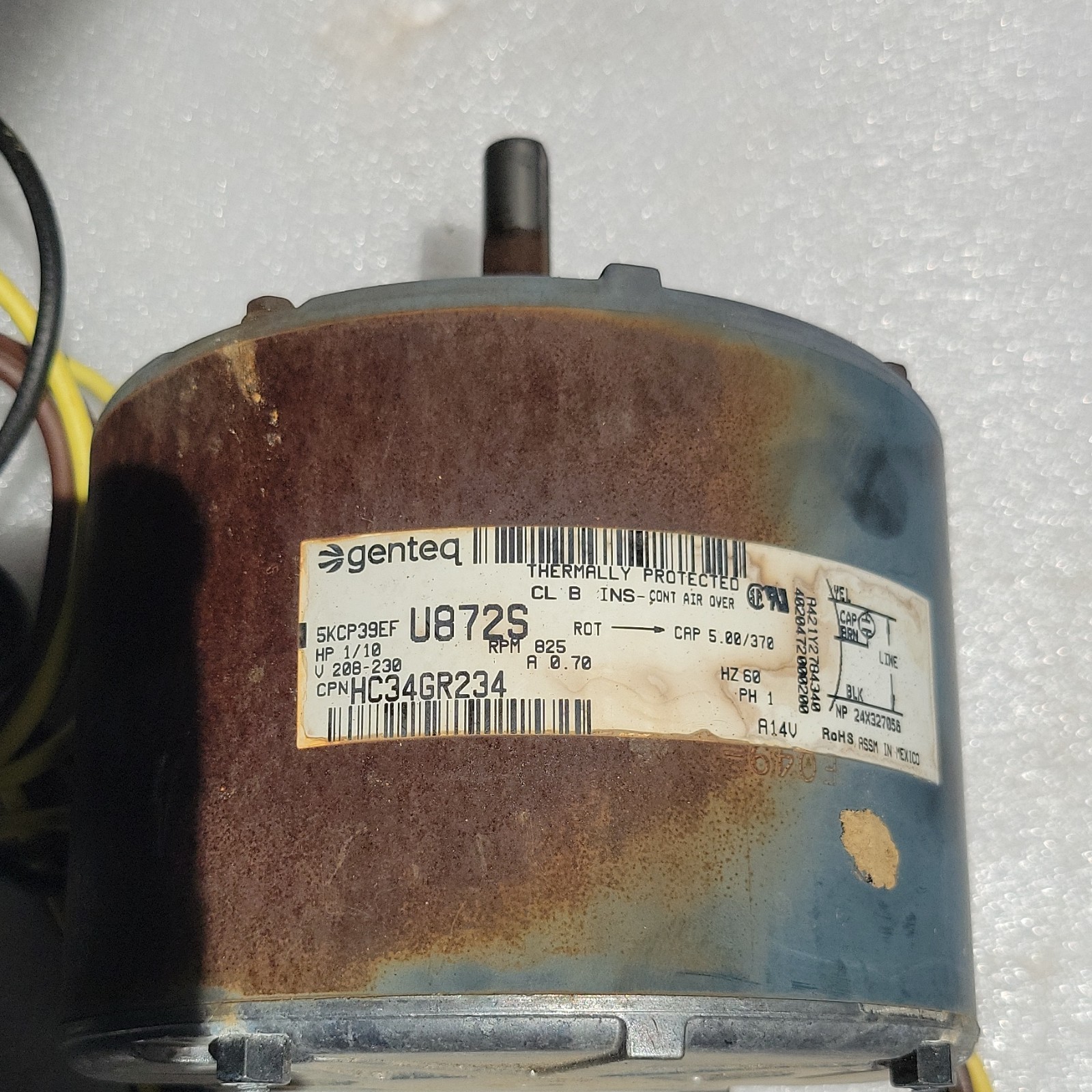 Genteq PSC HVAC Motor 5KCP39EFU872S HC34GR234 208-230V 0.70A TP