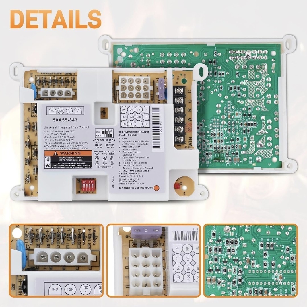 50A55-843 Furnace Control Circuit Board Replacement for White Rodgers