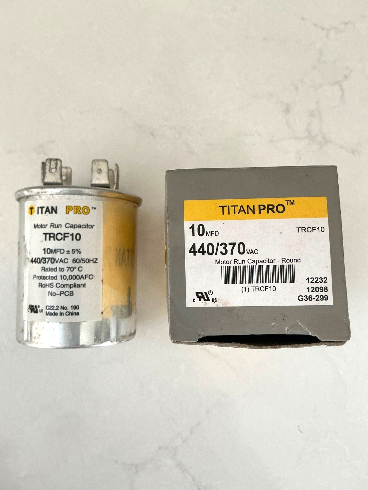 Titan Pro TRCF10 Motor Run Capacitor 10 MFD 440/370 VAC HVAC PROFESSIONAL GRADE