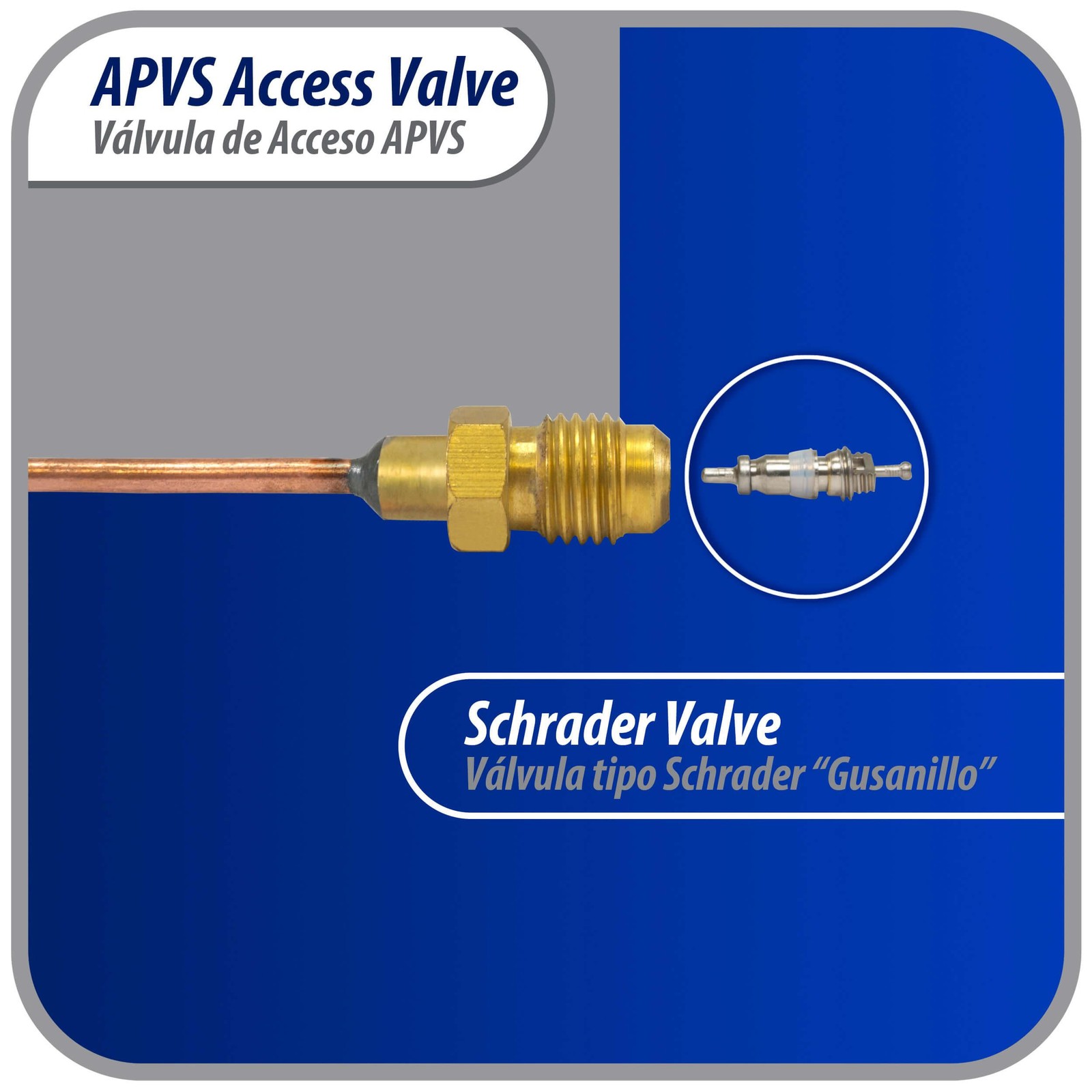 Appli Parts APVS-14182 1/4 in SAE Access Schrader Valve x 1/8 ODF x 2 in Copper