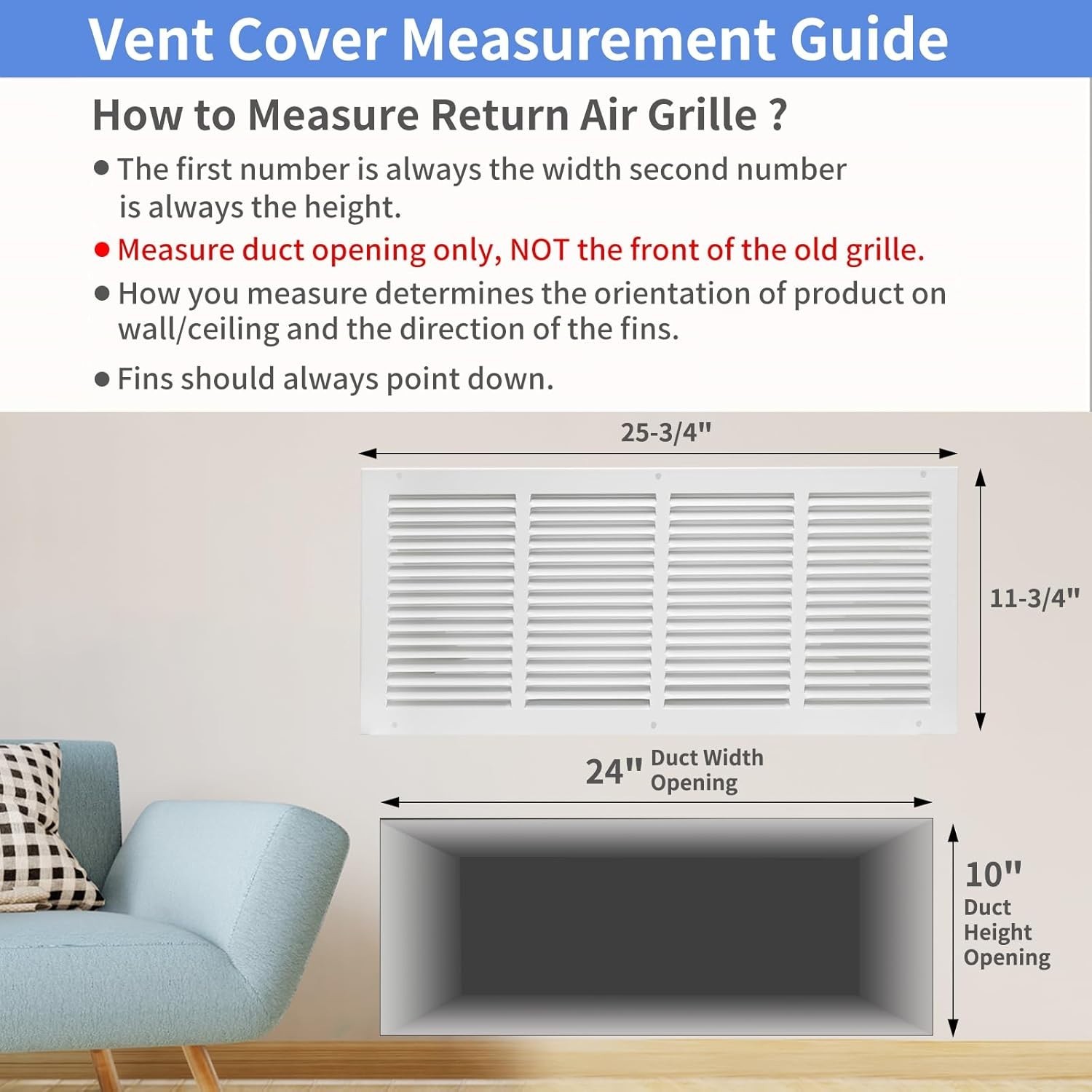 NEW Return Air Grille Steel HVAC Vent Cover 24×10 Ceiling Wall Vent 25.75×11.75