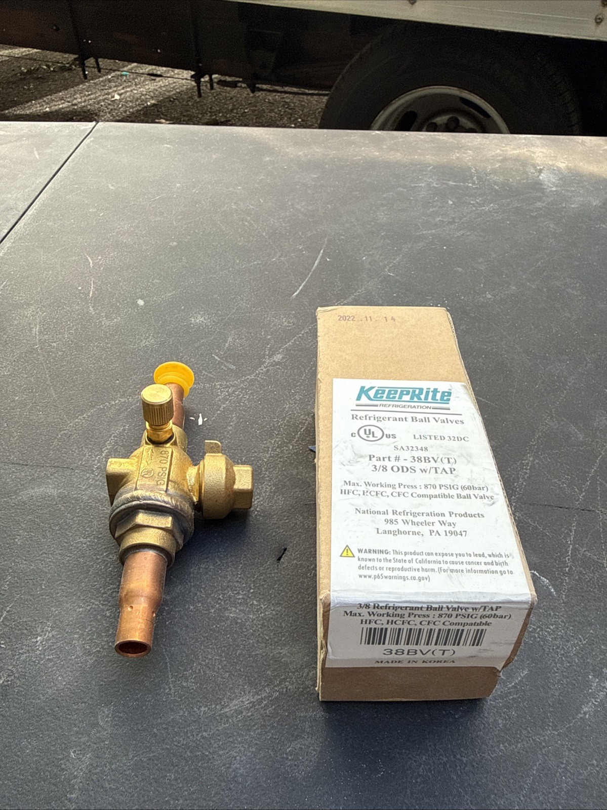 KeepRite Refrigerant Ball Valve 38BV(T) 3/8 in Brass Copper ODS w/TAP HVAC