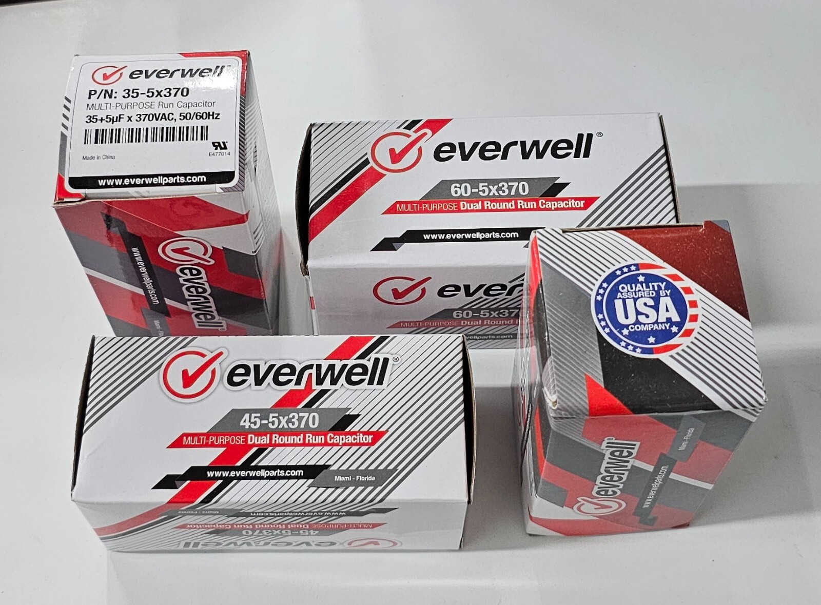 Motor Start Capacitor RUN & DUAL ROUND RUN 370V HVAC 35 45 60 +uF Everwell Cap