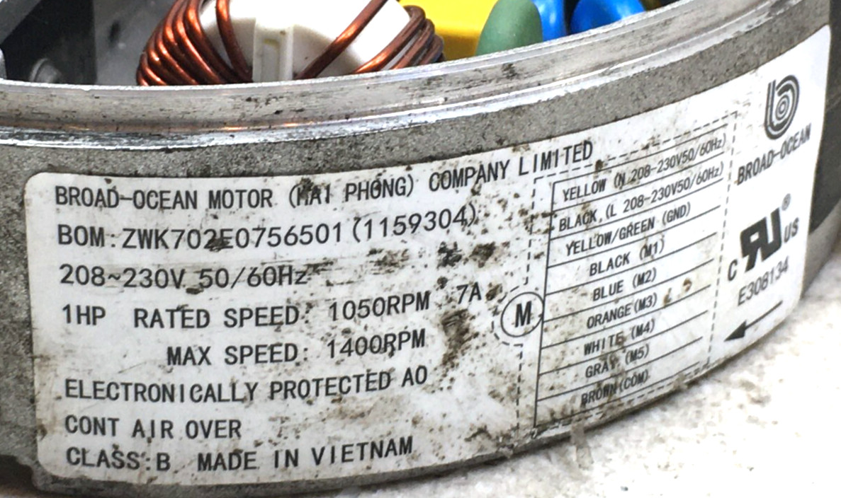 BROAD-OCEAN ZWK702E0756501 ECM Module ONLY S1-32436223465 230V 1HP used #W286