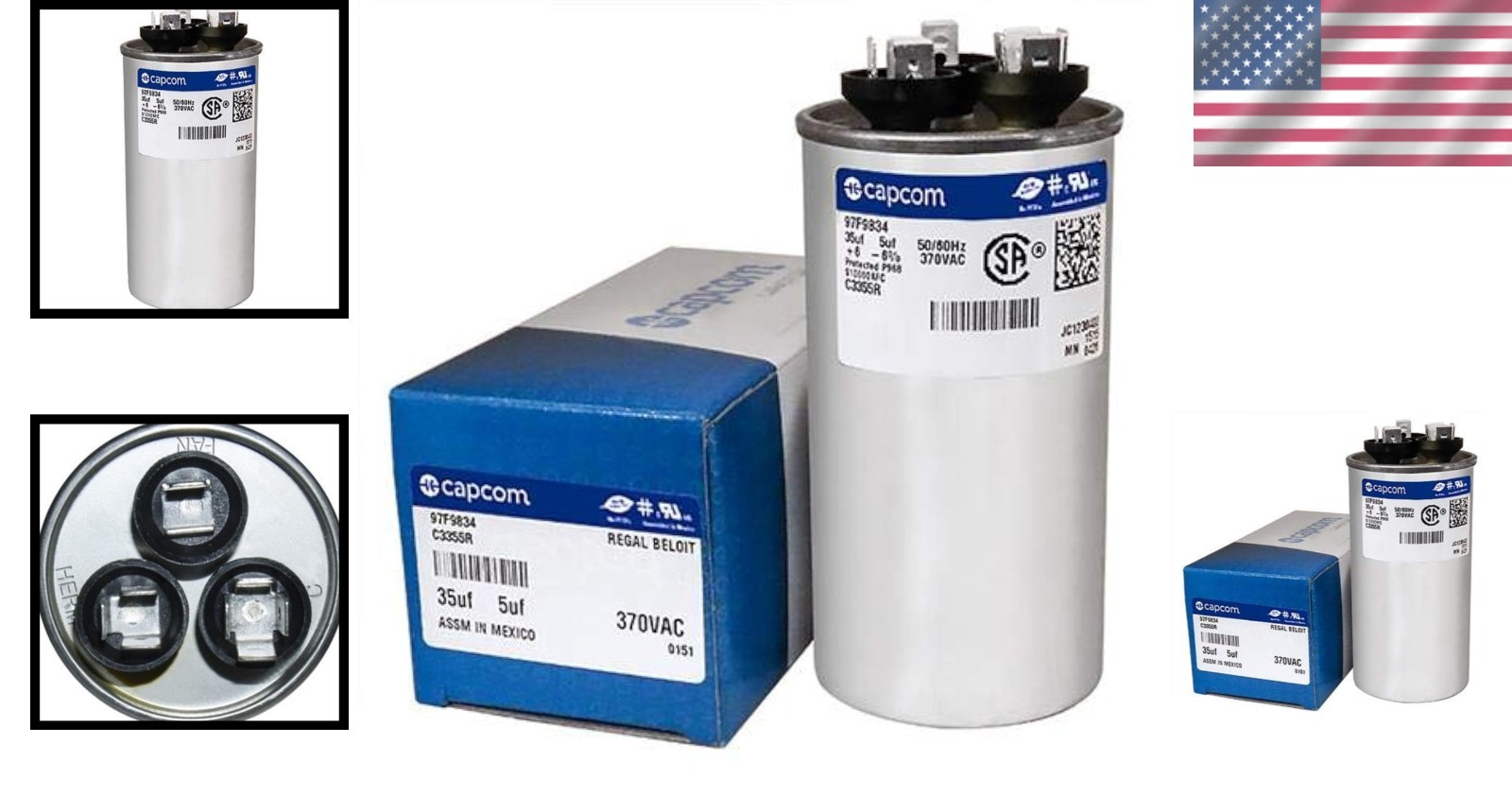 Replacement Capacitor 35/5 UF MFD 370V Round
