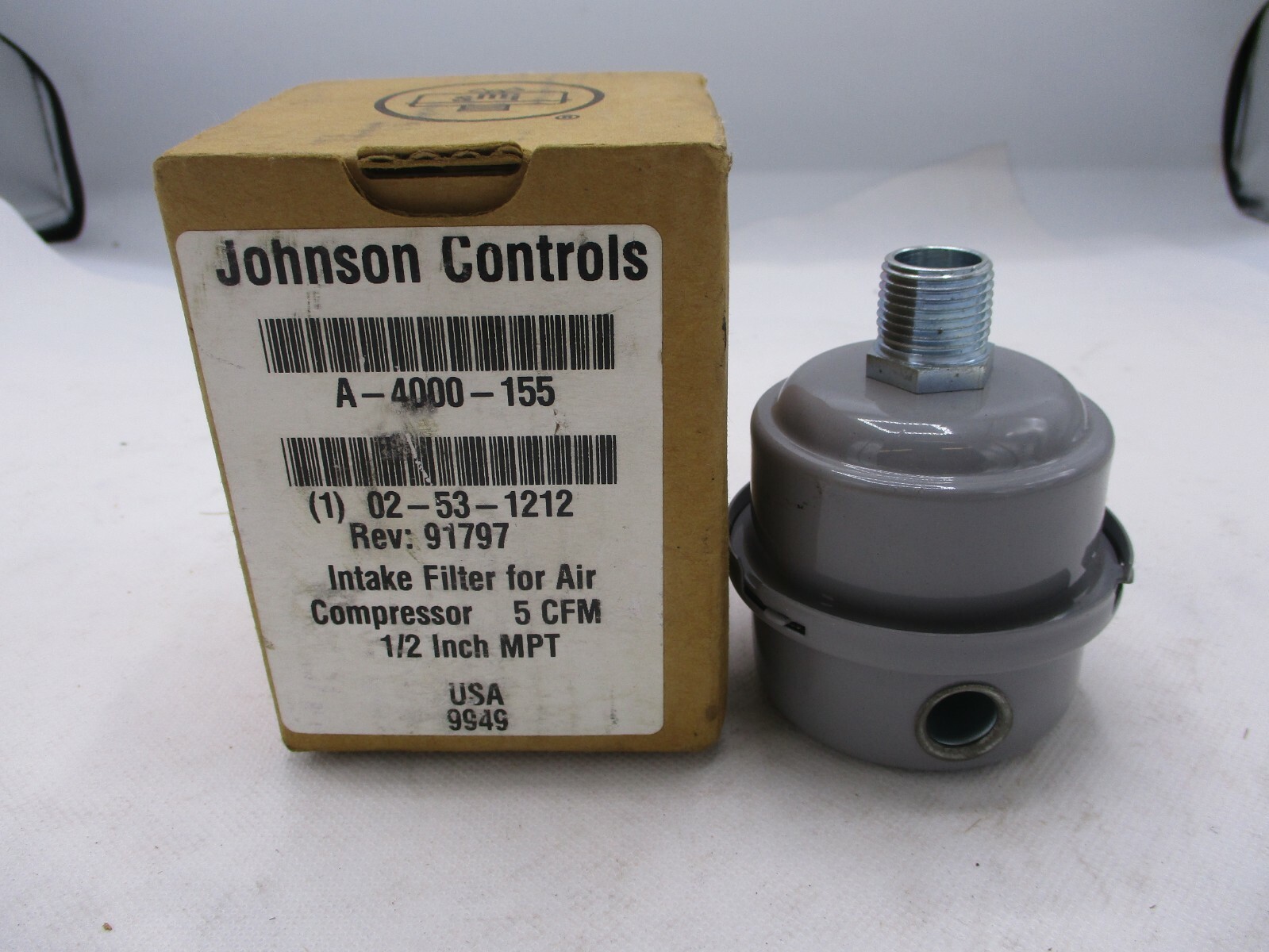NEW JOHNSON CONTROLS A-4000-155 INTAKE FILTER FOR AIR COMPRESSOR 5CFM 1/2″ MPT