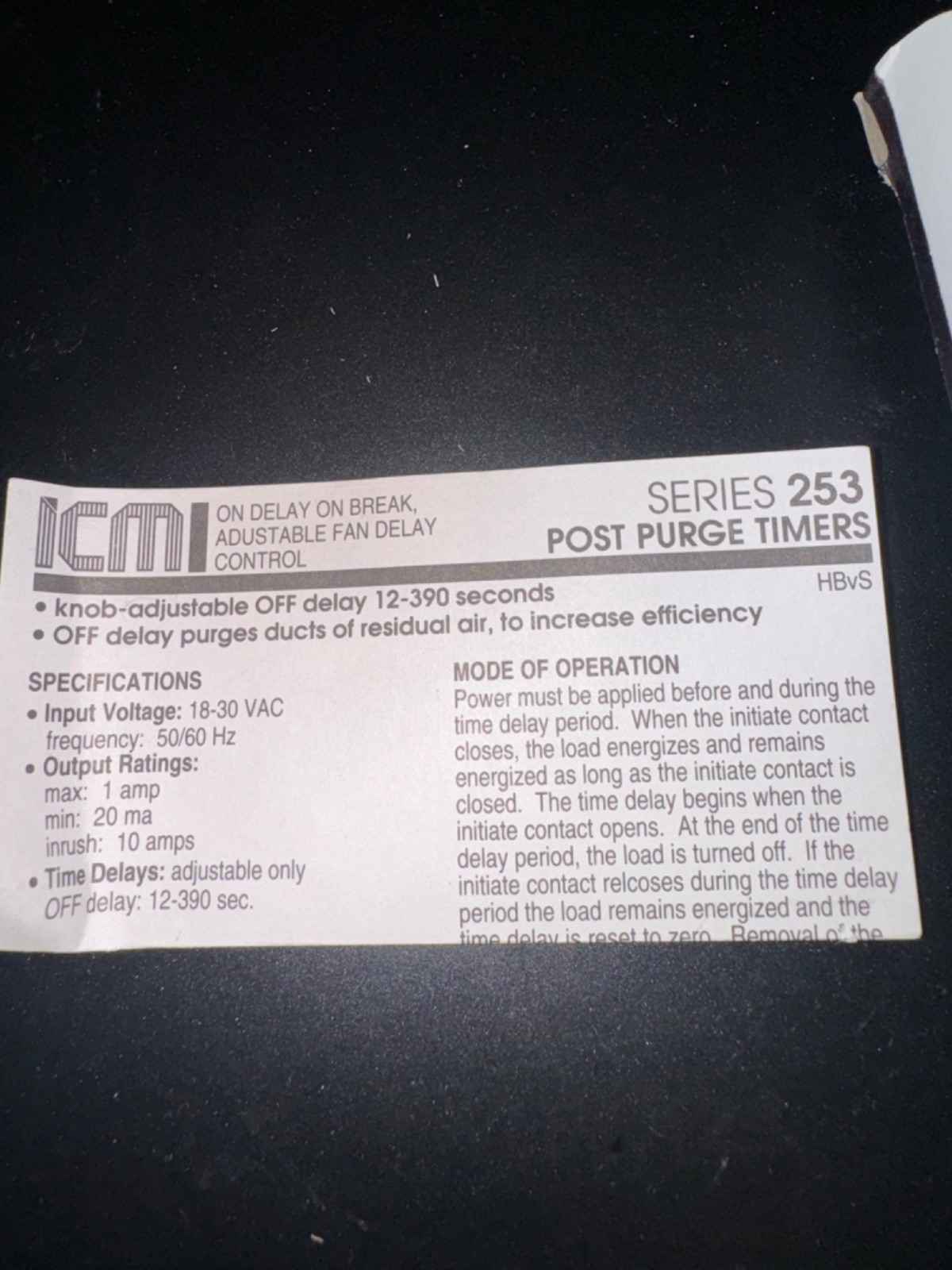 ICM ICM253B Time Delay Relay,18 to 30V AC 4E890