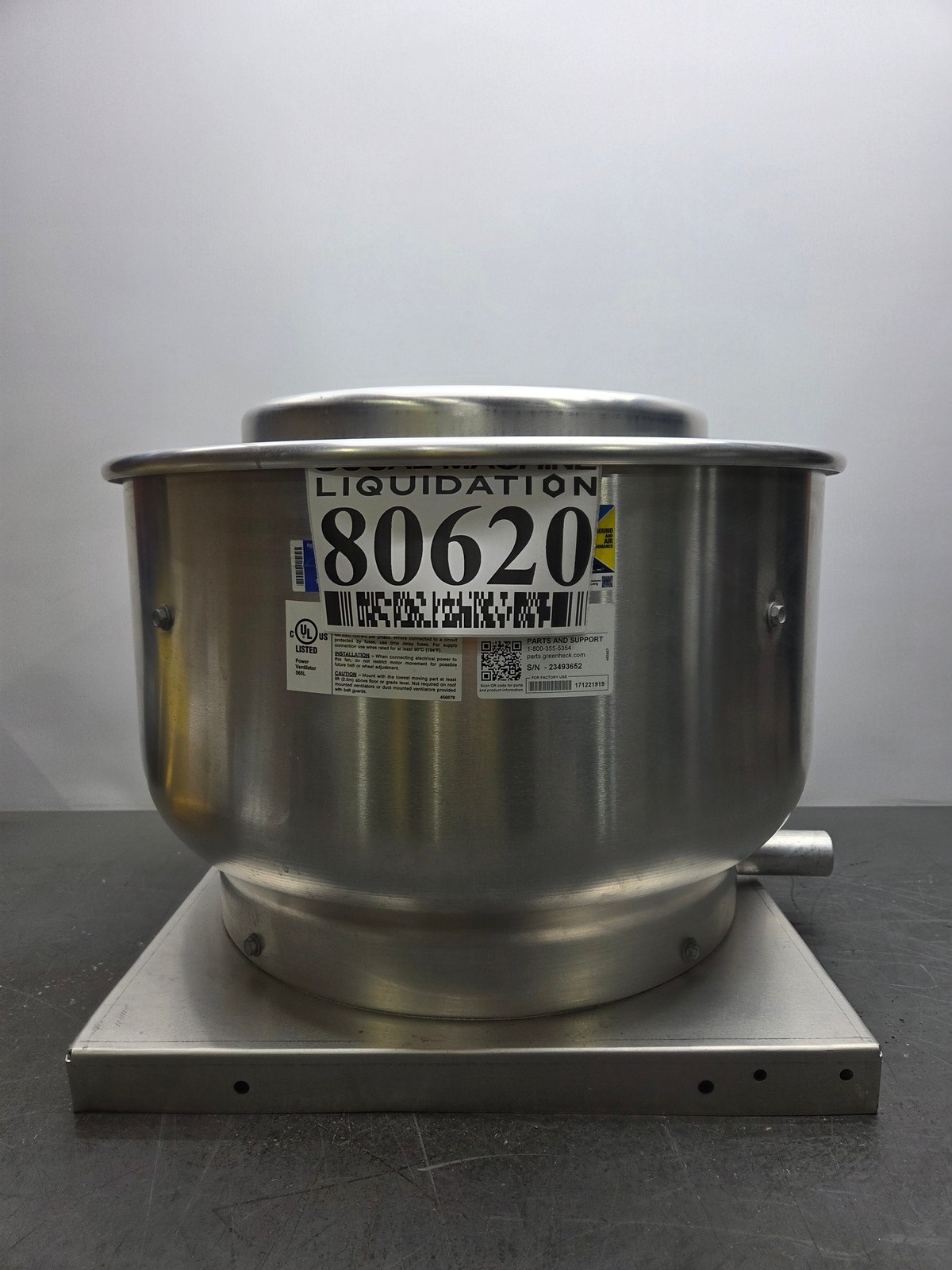 Greenheck / CUE-095-6-V6-1-19-X / 115V / Centrifugal Downblast Exhaust Fan