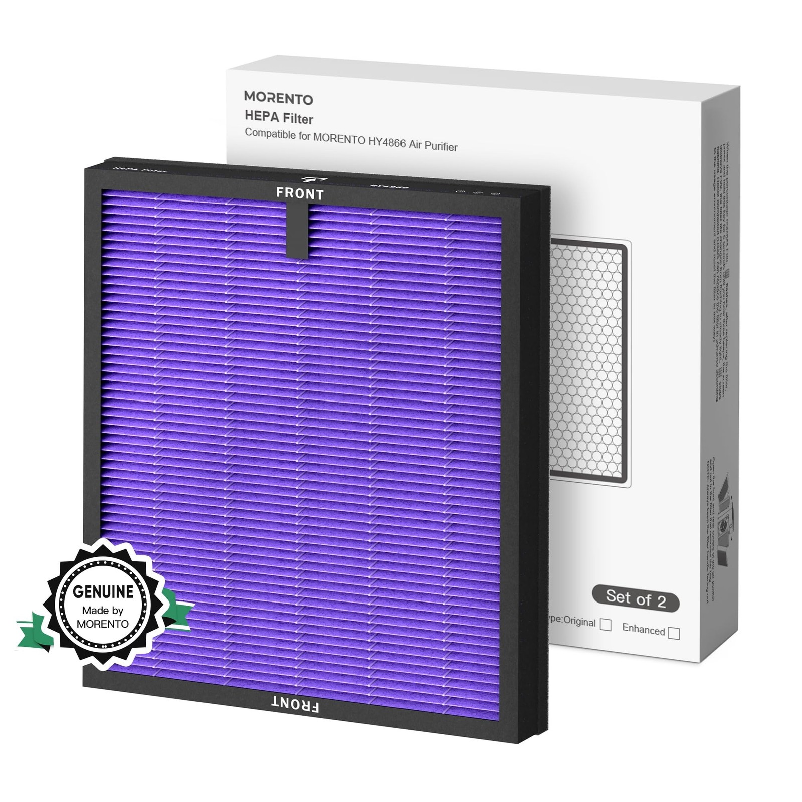 MORENTO 2 Pack HY4866 Genuine Air Purifier Replacement Filter for HY4866 Air …