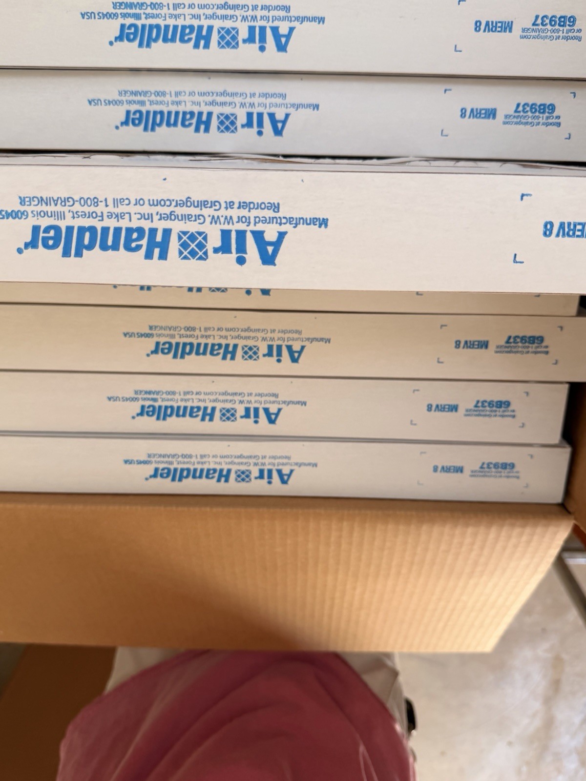 Air Handler 6B937 20x20x2 HC Pleated MERV 8 Electrostatic Filter, Full box of 12