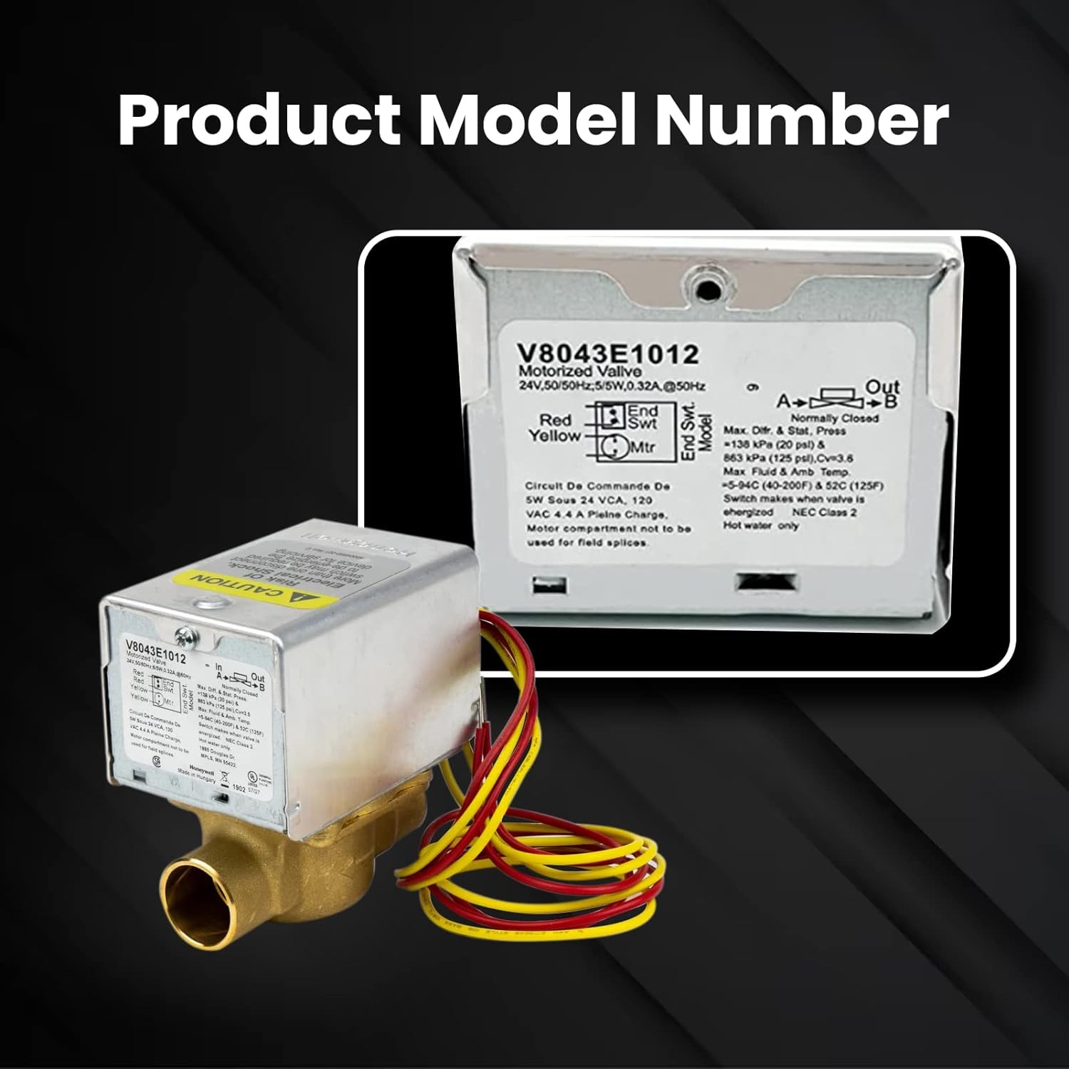 V8043E1012 Motorized Zone Valve for Honeywell, 3/4 Sweat Connection, Replaces V8