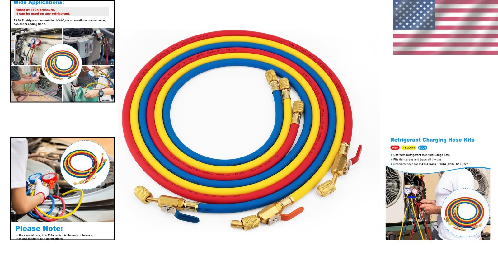 Yellow Jacket 29986 Plus II 1/4″ Hose with Compact Ball Valve, 72″ (Pack of 3)!