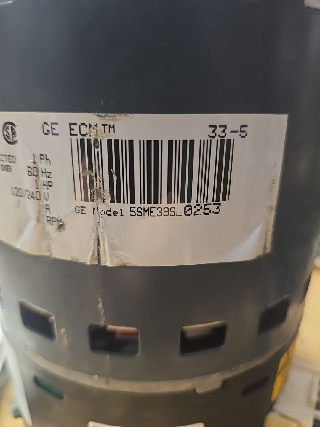 5SME39SL0253 1HP 120/240V 5466 Furnace Blower Motor 18M8101