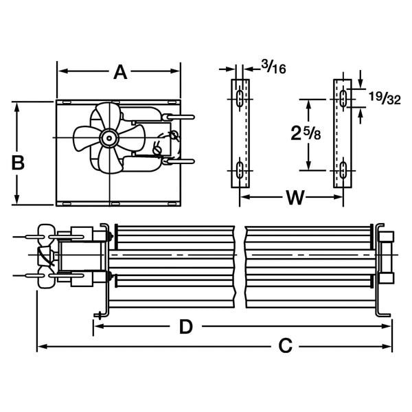 Dayton 1Tdu5 Rectangular Oem Blower, 2780 Rpm, 1 Phase, Direct Drive, C45