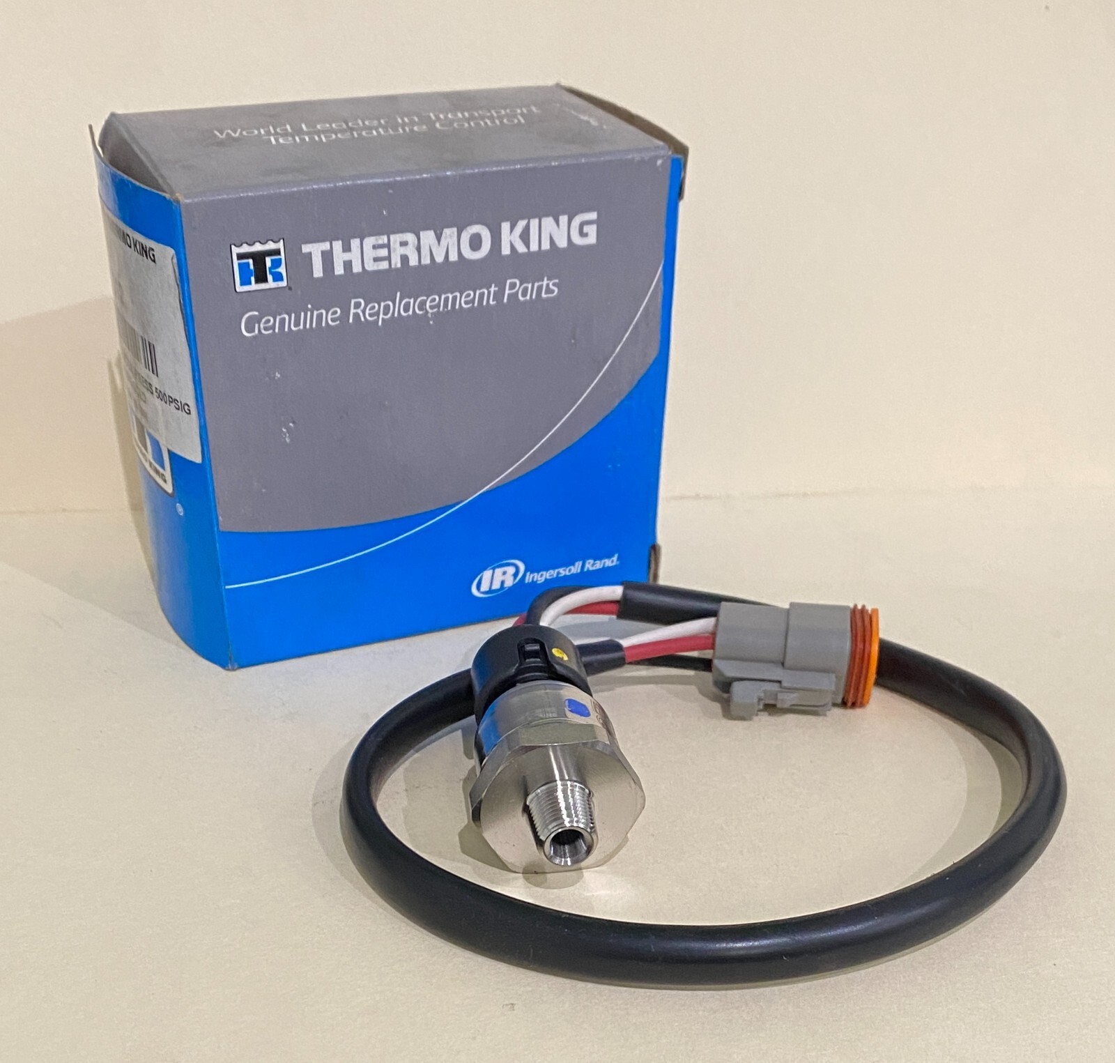 NEW OEM THERMO-KING TRANSDUCER-DISCHARGE(ETV-500PSI) W/3 PIN PLUG GOLD/ 42-1312
