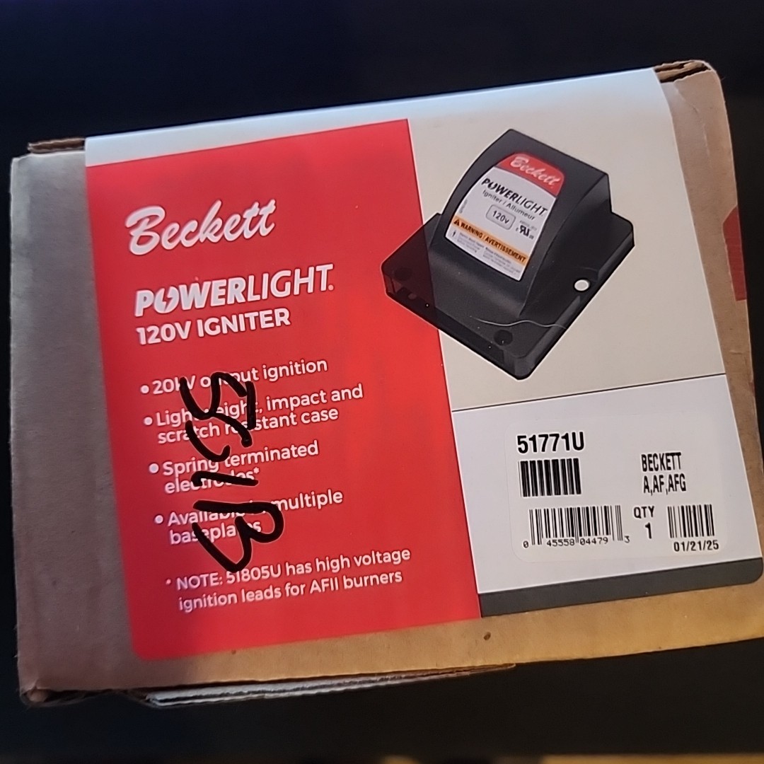 Beckett 51771U Igniter for use on A, AF & AFG Energy Logic — BRAND NEW SEALED!