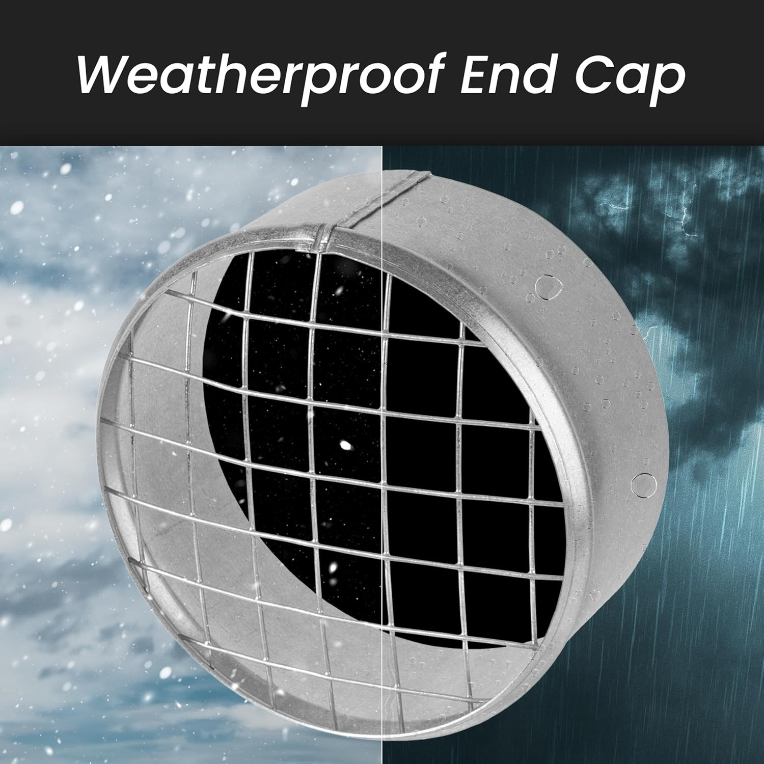 Ø4 Inch Duct Cover – Galvanized Steel Round Duct Cap with Mesh Screen – HVAC Exh