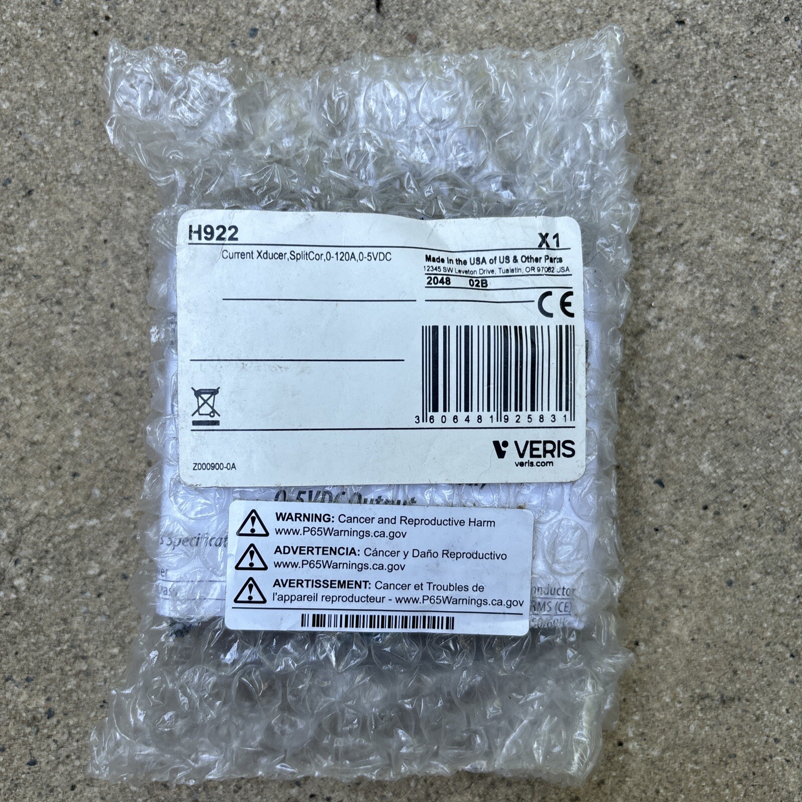 Veris H922 (Split Core, 0-5VDC, Current Transducer)