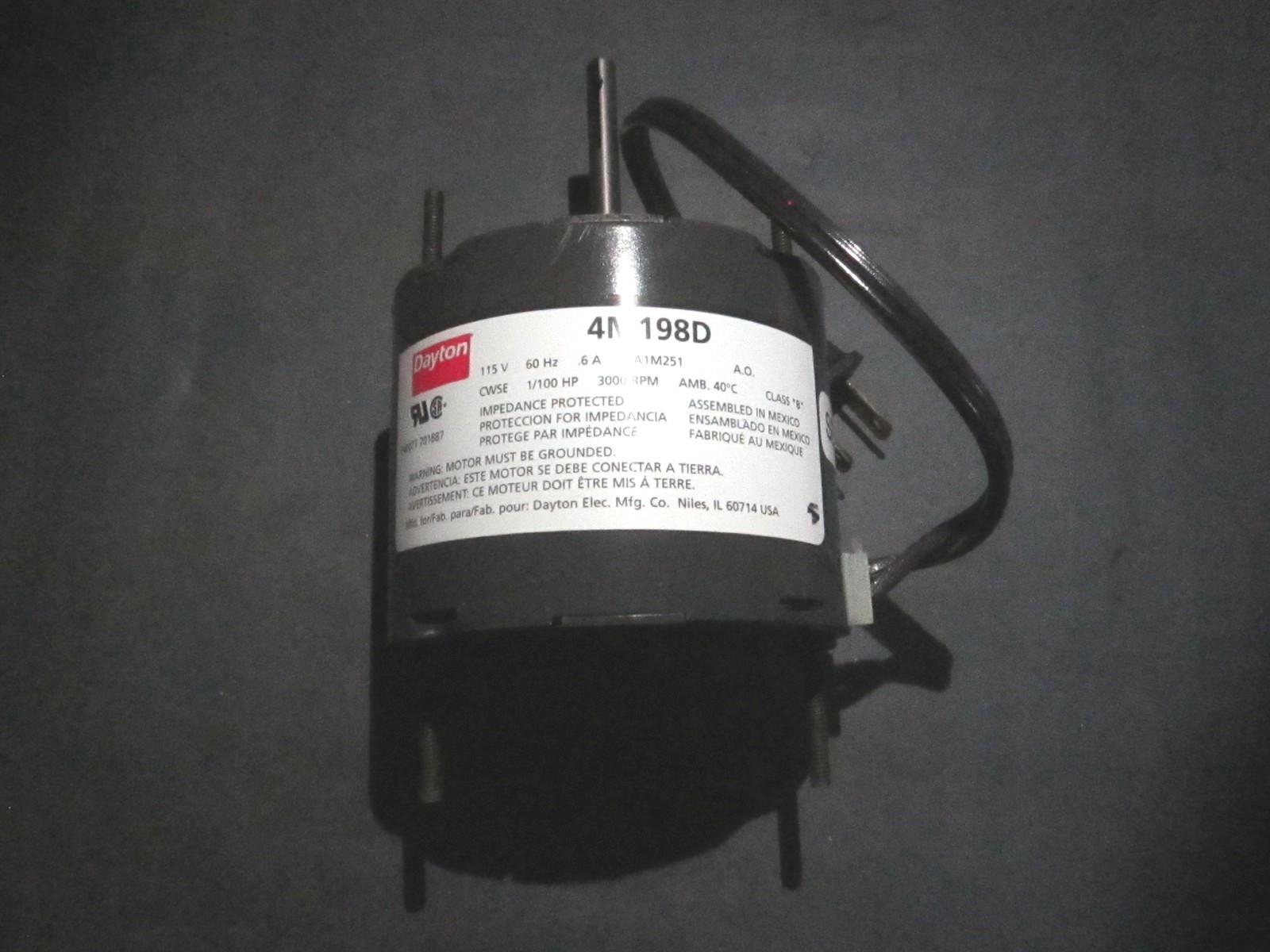 (71217022M) 155V 60Hz 1/100hp Sleeve Bearing Shaded Pole Continuous HVAC Motor