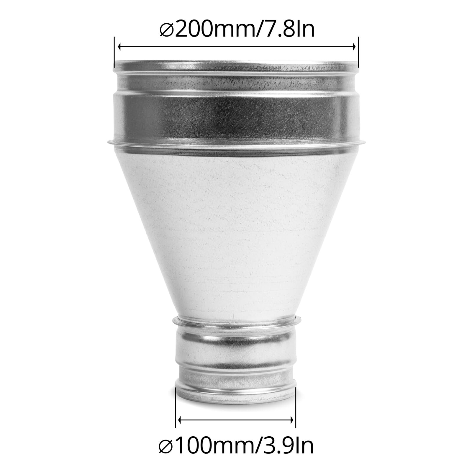 8″ to 4″ Inch Ventilation Duct Reducer – Galvanized Steel Round Connector – D…