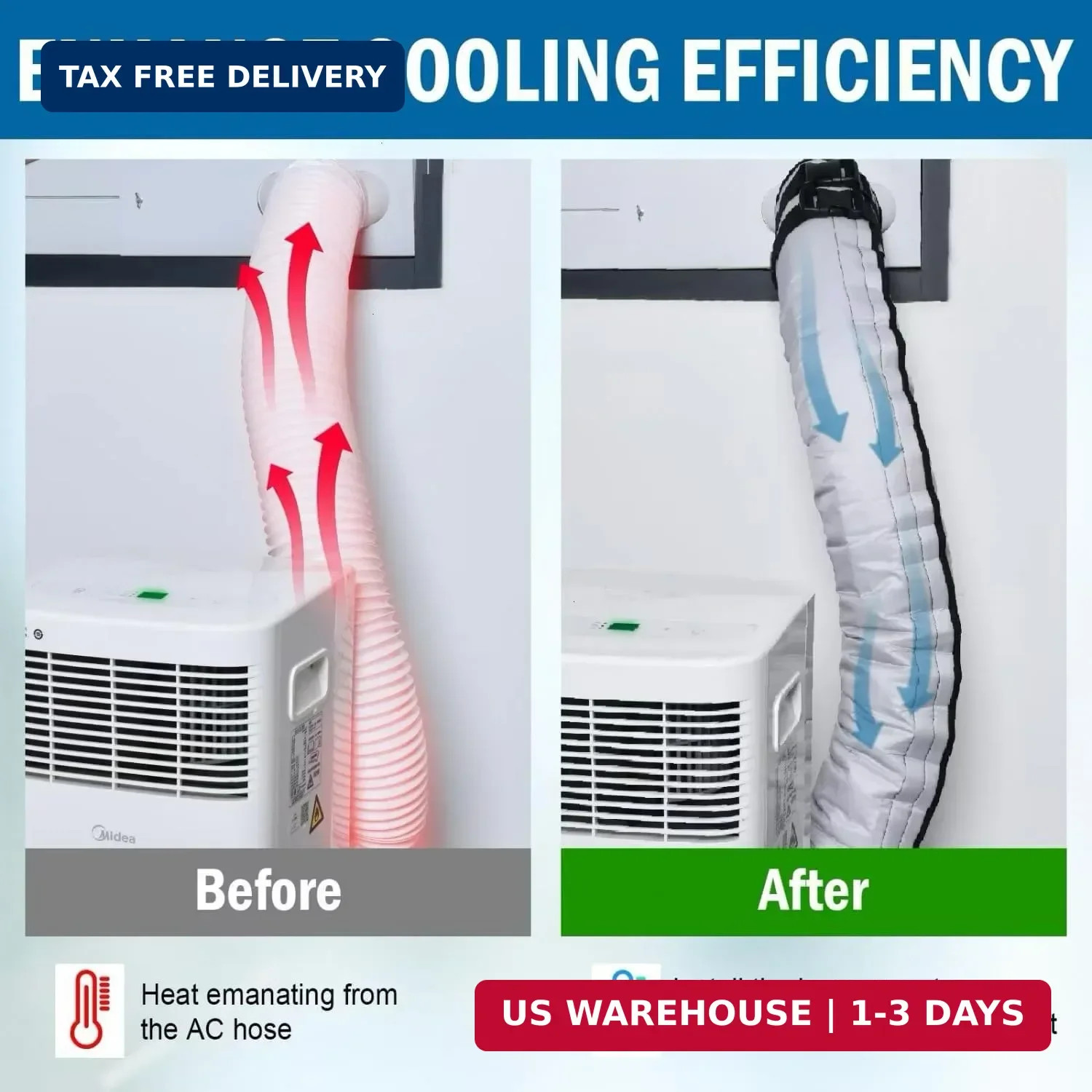 YoleShy 2 Pack Portable AC Hose Insulation Sleeve Thick Portable Air Conditioner