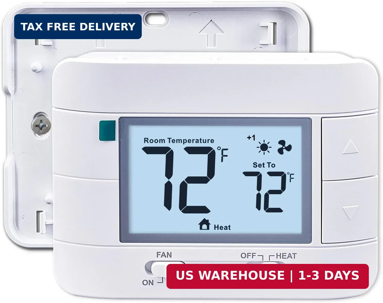 Aowel 2 Heat/ 1 Cool Non-Programmable Thermostat for Home Heat Pump System and C
