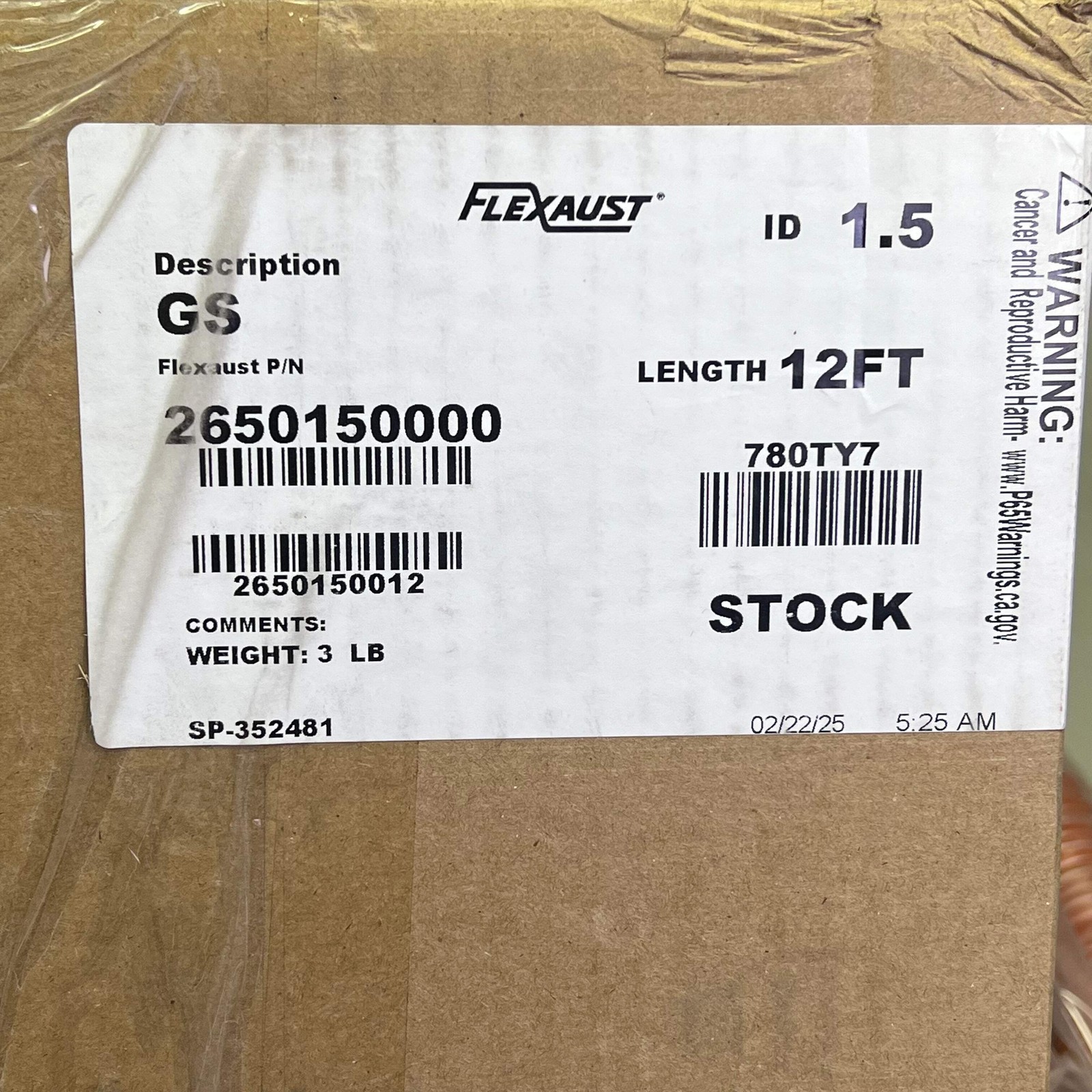 FLEXAUST Industrial Duct Hose Silicone Coated Fiberglass 12ft Red 2650500012