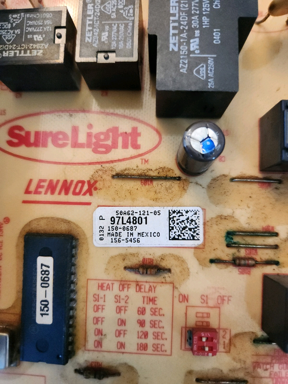 LENNOX 97L4801 Furnace Control Circuit Board Panel White Rodgers 50A62-121-06