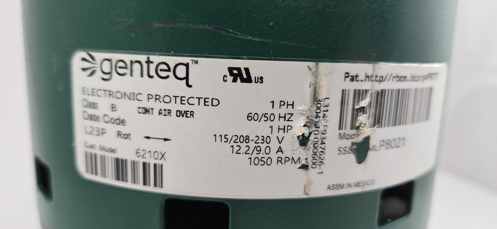 Evergreen EM 1HP Blower Motor 5SEA39MLP8021 208-230V 1050 RPM CCWLE