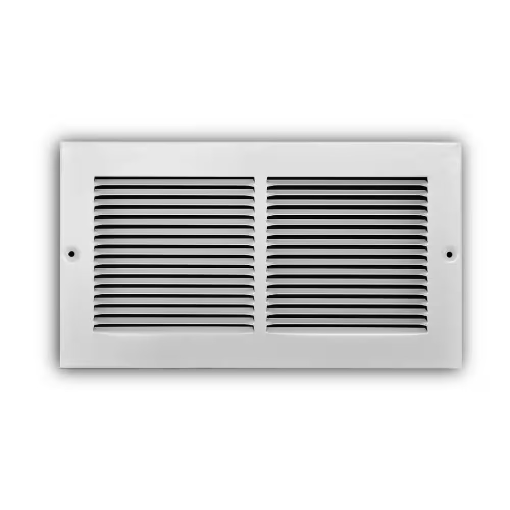 12 In. X 6 In. 1-Way Steel Baseboard Return Air Grille in White