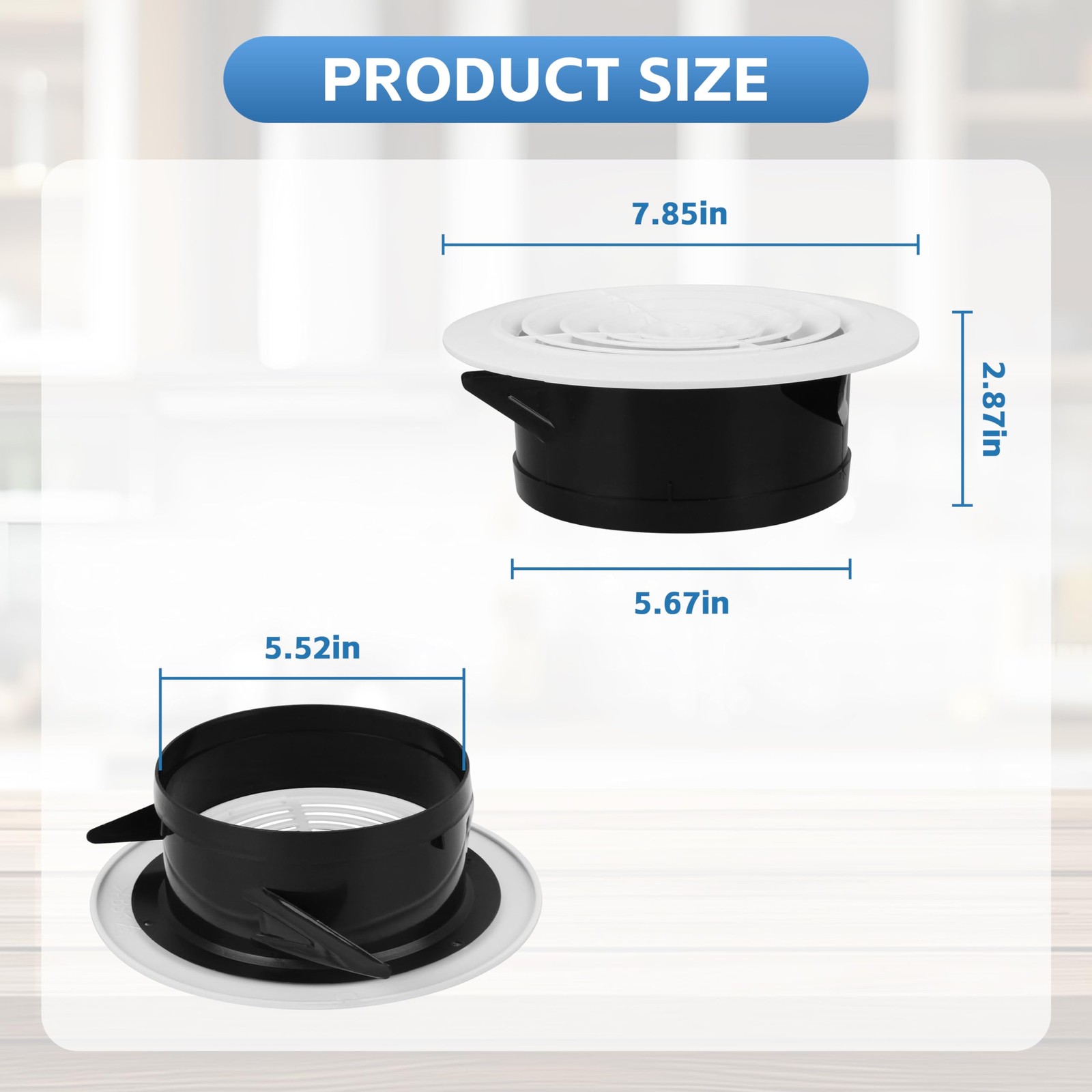 Round Air Vent Cover, 6 Inch Adjustable, ABS Ceiling 6 rotate 1pack