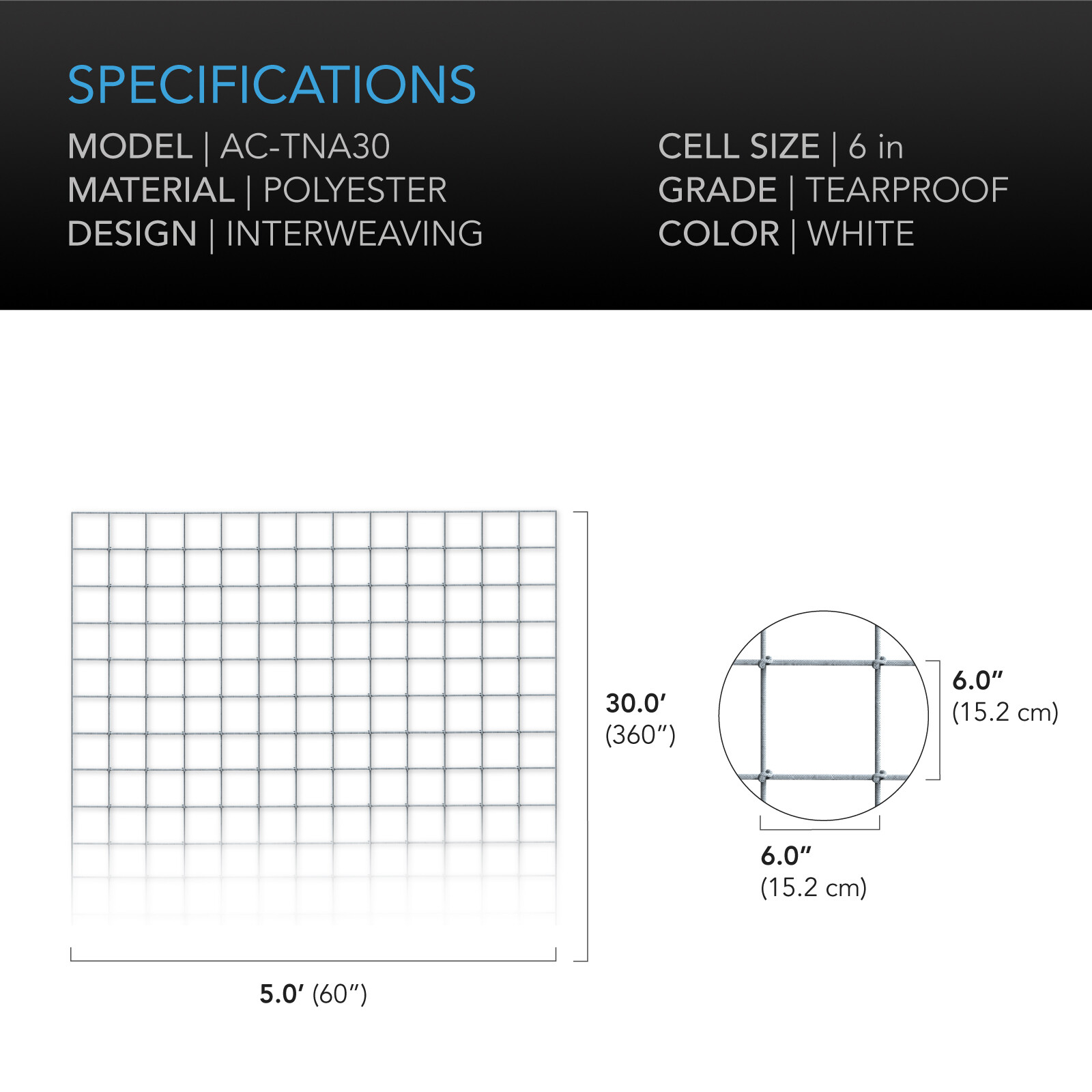 Polyester Plant Trellis Netting 5×30′ Flexible Heavy-Duty Grow Net for Gardening