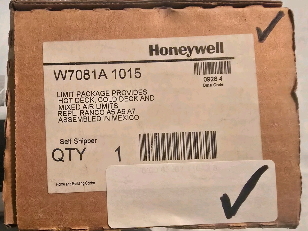 Honeywell W7081A1015 W7081A Limit Controller Mixed Air/Economizer 24 VDC